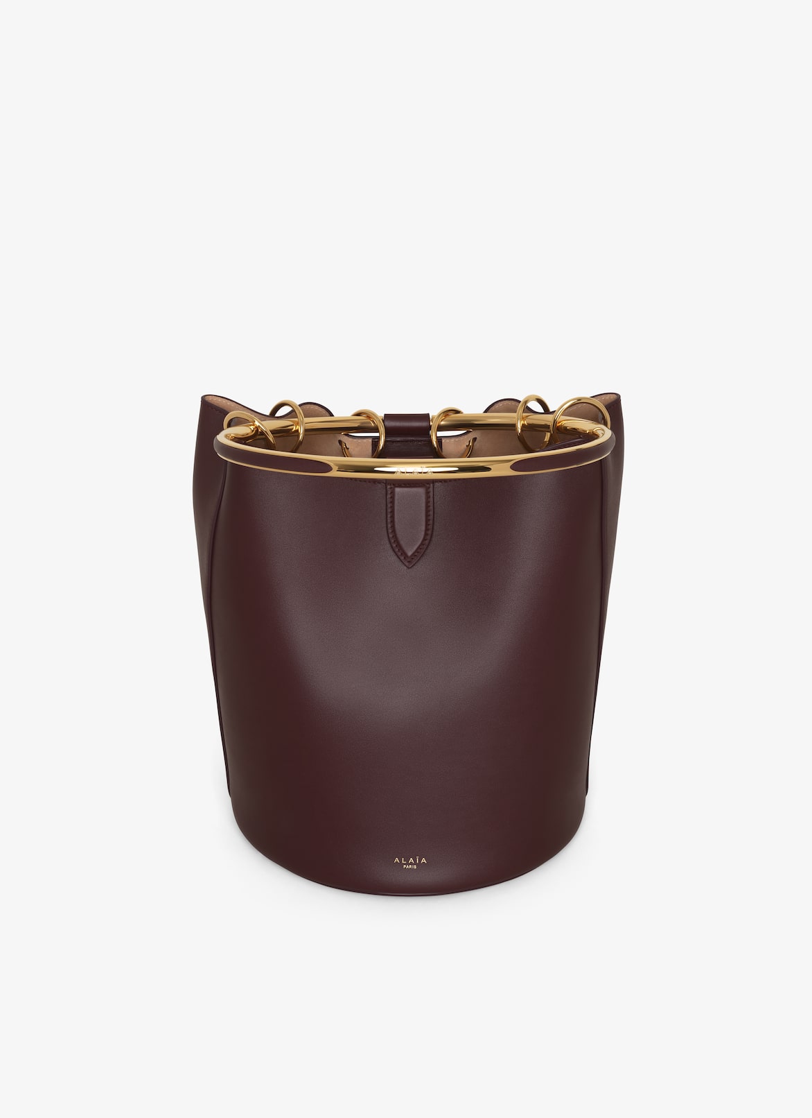 RING LARGE BUCKET BAG IN CALFSKIN ALAÏA CHOCOLATE RING LARGE BUCKET BAG IN CALFSKIN